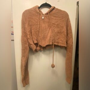 Cropped Teddy bear zip up